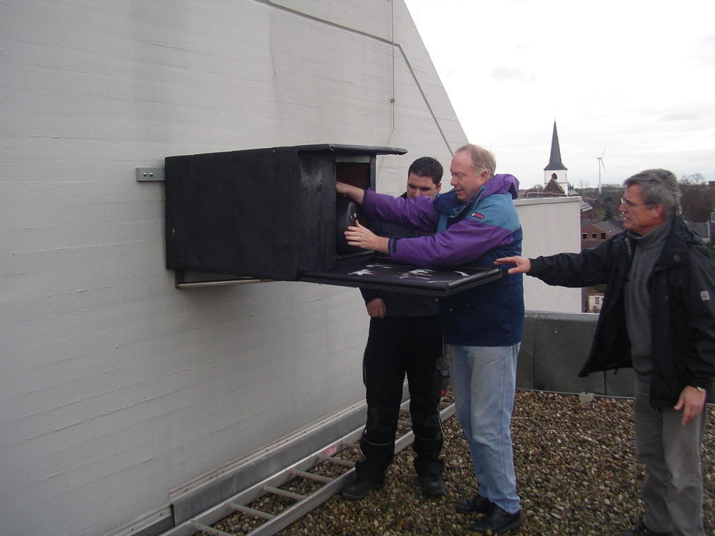 IMGP6410 Ausrichtung des Einflugöffnung Richtung SO bis NO: hier wird noch eine etwa 5 cm hohe Einlage von Streusplit eingefüllt, in der das Männchen (hoffentlich) eine Mulde kratzt und das Weibchen durch lautes "Abzicken" dorthin zu locken versucht